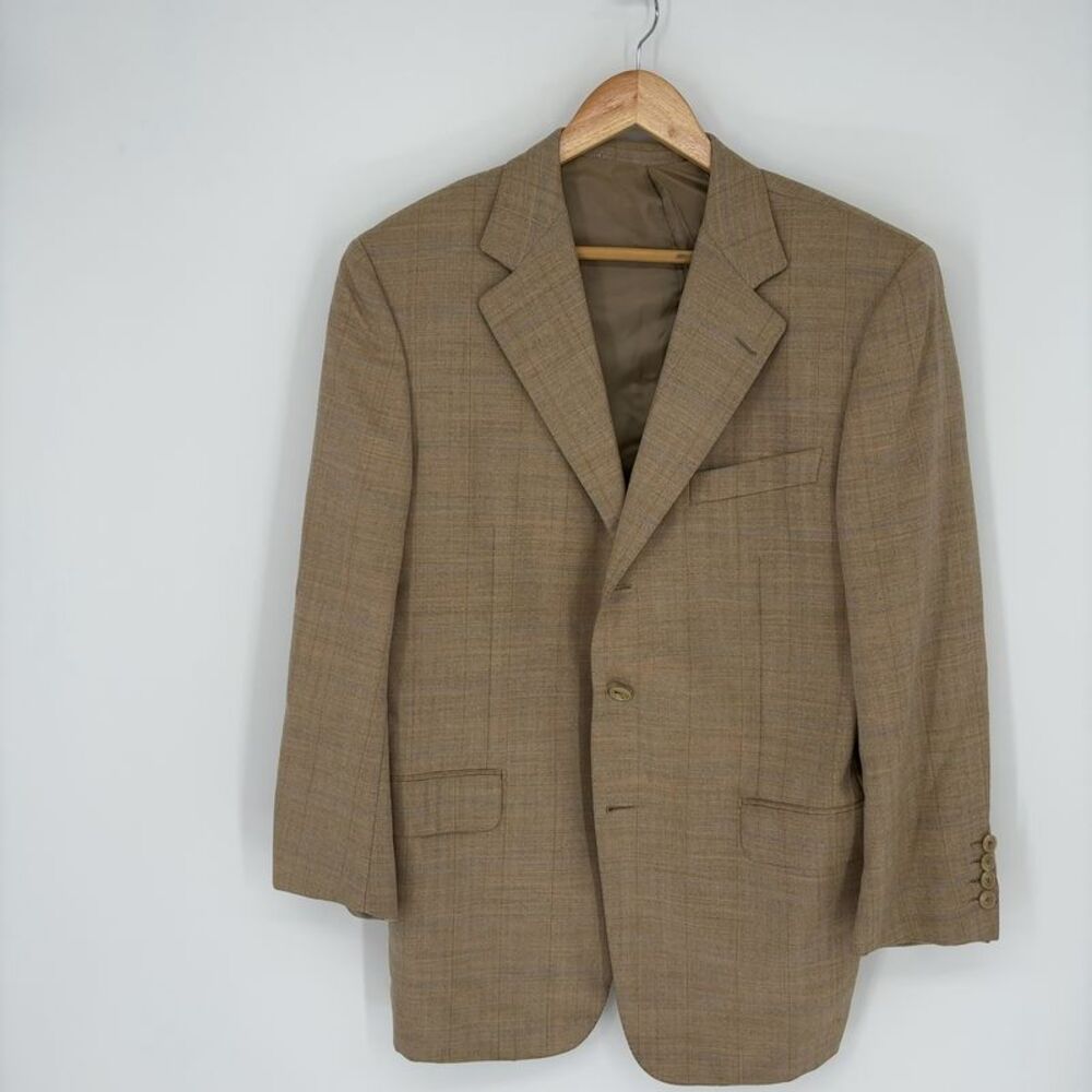 Ermenegildo Zegna Tan Wool Herringbone Windowpane
